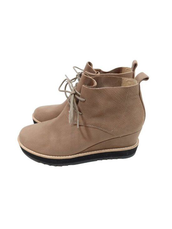 EILEEN FISHER Capa Nubuck Leather Lace Up Wedge Boots Size 9 B Tan - Picture 4 of 10